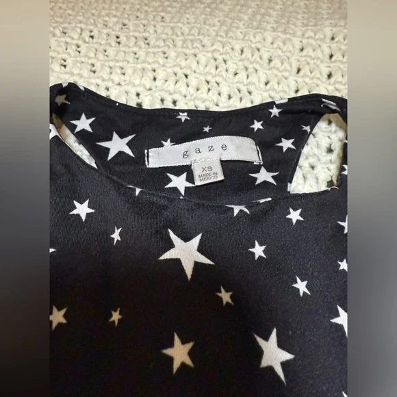Gaze Star Print Sleeveless Bodysuit XS | Black & White | Snap Closure - Picture 2 of 11